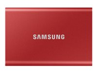 Samsung T7 MU-PC500R - SSD - krypterat - 500 GB - extern (portabel) - USB 3.2 Gen 2 (USB-C kontakt) - 256 bitars AES - röd-metallic MU-PC500R/WW