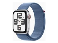 Apple Watch SE (GPS + Cellular) - 2a generation - 44 mm - silveraluminium - smart klocka med sportögla - textil - winter blue - 32 GB - Wi-Fi, LTE, Bluetooth - 4G - 33 g MRHM3KS/A