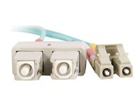 C2G LC-SC 10Gb 50/125 OM3 Duplex Multimode PVC Fiber Optic Cable (LSZH) - Nätverkskabel - SC-läge (multi-mode) (hane) till LC multiläge (hane) - 30 m - fiberoptisk - duplex - 50/125 mikron - OM3 - halogenfri - havsblå 85539
