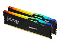 Kingston FURY Beast RGB - DDR5 - sats - 16 GB: 2 x 8 GB - DIMM 288-pin - 5200 MHz / PC5-41600 - CL36 - 1.25 V - ej buffrad - on-die ECC - svart KF552C36BBEAK2-16