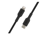Belkin BOOST CHARGE - Lightning-kabel - 24 pin USB-C hane till Lightning hane - 1 m - svart - USB-strömförsörjning (18W) CAA004BT1MBK