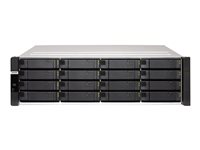 QNAP ES1686DC - NAS-server - 16 fack - kan monteras i rack - SAS 12Gb/s - RAID RAID 0, 1, 5, 6, 10, JBOD, 5 hot spare, 6-reservsnabbyte, 10 hot spare, 1 hot spare - RAM 64 GB - Gigabit Ethernet / 10 Gigabit Ethernet - iSCSI support - 3U ES1686DC-2123IT-64G