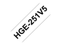 Brother HGE-251V5 - Svart på vitt - Rulle ( 2,4 cm x 8 m) 5 kassett(er) bandlaminat - för P-Touch PT-9500pc, PT-9700PC, PT-9800PCN; P-Touch R RL-700S HGE251V5