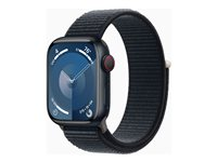 Apple Watch Series 9 (GPS + Cellular) - 41 mm - midnattsaluminium - smart klocka med sportögla - mjukt nylon i dubbla lager - midnatt - 64 GB - Wi-Fi, LTE, UWB, Bluetooth - 4G - 32.1 g MRHU3KS/A