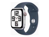 Apple Watch SE (GPS + Cellular) - 2a generation - 44 mm - silver - smart klocka med sportband - fluoroelastomer - stormbl¨ - bandstorlek: S/M - 32 GB - Wi-Fi, LTE, Bluetooth - 4G - 33 g MRHF3KS/A