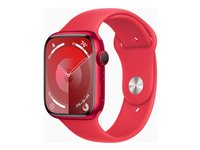 Apple Watch Series 9 (GPS + Cellular) - (PRODUCT) RED - 45 mm - röd aluminium - smart klocka med sportband - fluoroelastomer - röd - bandstorlek: S/M - 64 GB - Wi-Fi, LTE, UWB, Bluetooth - 4G - 39 g MRYE3KS/A