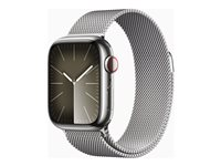 Apple Watch Series 9 (GPS + Cellular) - 41 mm - rostfritt stål i silver - smart klocka med milanesisk loop - 64 GB - Wi-Fi, LTE, UWB, Bluetooth - 4G - 42.3 g MRJ43KS/A