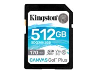 Kingston Canvas Go! Plus - Flash-minneskort - 512 GB - Video Class V30 / UHS-I U3 / Class10 - SDXC UHS-I SDG3/512GB
