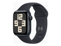Apple Watch SE (GPS) - 2a generation - 40 mm - midnatt - smart klocka med sportband - fluoroelastomer - midnatt - bandstorlek: M/L - 32 GB - Wi-Fi, Bluetooth - 26.4 g MR9Y3KS/A