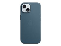 Apple - Baksidesskydd för mobiltelefon - MagSafe-kompatibilitet - FineWoven - havsblå - för iPhone 15 MT3G3ZM/A