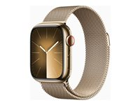 Apple Watch Series 9 (GPS + Cellular) - 41 mm - guld, rostfritt stål - smart klocka med milanesisk loop - 64 GB - Wi-Fi, LTE, UWB, Bluetooth - 4G - 42.3 g MRJ73KS/A