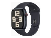 Apple Watch SE (GPS + Cellular) - 2a generation - 44 mm - midnatt - smart klocka med sportband - fluoroelastomer - midnatt - bandstorlek: S/M - 32 GB - Wi-Fi, LTE, Bluetooth - 4G - 33 g MRH53KS/A