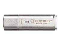 Kingston IronKey Locker+ 50 - USB flash-enhet - krypterat - 64 GB - USB 3.2 Gen 1 IKLP50/64GB