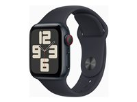 Apple Watch SE (GPS + Cellular) - 2a generation - 40 mm - midnatt - smart klocka med sportband - fluoroelastomer - midnatt - bandstorlek: S/M - 32 GB - Wi-Fi, LTE, Bluetooth - 4G - 27.8 g MRG73KS/A