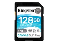 Kingston Canvas Go! Plus - Flash-minneskort - 128 GB - Video Class V30 / UHS-I U3 / Class10 - SDXC UHS-I SDG3/128GB