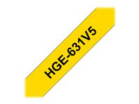 Brother HGE-631V5 - Svart på gult - Rulle (1,2 cm x 8 m) 5 kassett(er) bandlaminat - för P-Touch PT-9500pc, PT-9700PC, PT-9800PCN HGE631V5