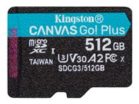 Kingston Canvas Go! Plus - Flash-minneskort - 512 GB - A2 / Video Class V30 / UHS-I U3 / Class10 - mikroSDXC UHS-I SDCG3/512GBSP