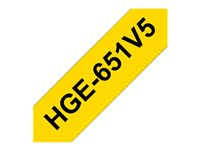 Brother HGE-651V5 - Svart på gult - Rulle ( 2,4 cm x 8 m) 5 kassett(er) bandlaminat - för P-Touch PT-9500pc, PT-9700PC, PT-9800PCN; P-Touch R RL-700S HGE651V5
