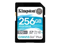 Kingston Canvas Go! Plus - Flash-minneskort - 256 GB - Video Class V30 / UHS-I U3 / Class10 - SDXC UHS-I SDG3/256GB
