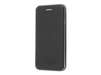 Insmat Exclusive Folio Case - Vikbart fodral för mobiltelefon - papper, polyuretan, kartong, aluminiumfolie, termoplastisk polyuretan (TPU) - svart - för Apple iPhone 7, 8 650-2763