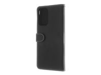 Insmat - Vikbart fodral för mobiltelefon - läder, kartong+papper+aluminiumfolie - svart - för Xiaomi Redmi Note 10 Pro 650-2966