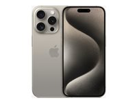 Apple iPhone 15 Pro - 5G smartphone - dual-SIM / Internal Memory 128 GB - OLED-skärm - 6.1" - 2556 x 1179 pixlar (120 Hz) - 3 st. bakre kameror 48 MP, 12 MP, 12 MP - front camera 12 MP - naturligt titan MTUX3QN/A