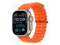 Apple Watch Ultra 2 - 49 mm - titan - smart klocka med Ocean-band - fluoroelastomer - orange - handledsstorlek: 130-200 mm - 64 GB - Wi-Fi, LTE, UWB, Bluetooth - 4G - 61.4 g MREH3KS/A