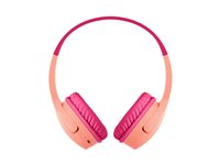 Belkin SoundForm Mini - Hörlurar med mikrofon - på örat - Bluetooth - trådlös - 3,5 mm kontakt - rosa AUD002BTPK