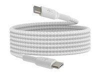 Belkin BoostCharge - USB-kabel - 24 pin USB-C (hane) till 24 pin USB-C (hane) - USB 2.0 - 2 m - vit CAB004BT2MWH2PK