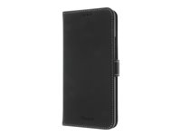 Insmat Exclusive Flip Case - Vikbart fodral för mobiltelefon - genuint läder, papper, kartong, polykarbonat, aluminiumfolie - svart - för OnePlus Nord 650-2885