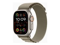 Apple Watch Ultra 2 - 49 mm - titan - smart klocka med Alpine Loop - textil - oliv - bandstorlek: M - 64 GB - Wi-Fi, LTE, UWB, Bluetooth - 4G - 61.4 g MREY3KS/A