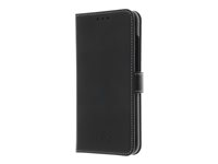Insmat Exclusive Flip Case - Vikbart fodral för mobiltelefon - polyuretan, läder, polykarbonat - svart - för Nokia 8.1 650-2724
