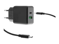 Insmat TRIDON Series Dual USB Travel Charger - Strömadapter - 20 Watt - 3 A (24 pin USB-C) - svart 530-9340