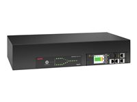 APC NetShelter - Omkopplare för automatisk överföring (kan monteras i rack) - AC 120 V - 2880 VA - 1-fas - USB, Ethernet 10/100/1000 - ingång: ström NEMA L5-30P 24A - utgångskontakter: 16 (NEMA 5-20R 16A) - 2U - 2.44 m sladd - svart AP4453A