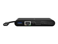 Belkin - Flerportsadapter - USB-C - VGA, HDMI - 1GbE AVC005BTBK