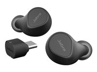 Jabra Evolve2 Buds MS - True wireless-hörlurar med mikrofon - inuti örat - Bluetooth - aktiv brusradering - USB-C via Bluetooth-adapter - ljudisolerande - svart - Certifierad för Microsoft-teams 20797-999-899