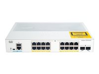 Cisco Catalyst 1000-16P-E-2G-L - Switch - Administrerad - 8 x 10/100/1000 (PoE+) + 8 x 10/100/1000 + 2 x gigabit SFP (upplänk) - rackmonterbar - PoE+ (120 W) C1000-16P-E-2G-L