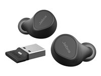 Jabra Evolve2 Buds UC - True wireless-hörlurar med mikrofon - inuti örat - Bluetooth - aktiv brusradering - USB-A via Bluetooth-adapter - ljudisolerande - svart - Zoomcertifierad, Optimerat för Google Meet 20797-989-999