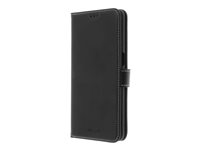 Insmat Exclusive Flip Case - Vikbart fodral för mobiltelefon - genuint läder, papper, kartong, polykarbonat, aluminiumfolie - svart - för OnePlus Nord N10 5G 650-2921