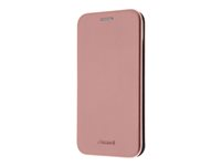 Insmat Exclusive - Vikbart fodral för mobiltelefon - polyuretan, kartong+papper+aluminiumfolie, hållare av termoplastiskt polyuretan (TPU) - rosrosa - för Samsung Galaxy A25 650-3223