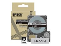 Epson LabelWorks LK-5ABJ - Matt - svart på mattgrått - Rulle (1,8 cm x 8 m) 1 kassett(er) hängande låda - tejp - för LabelWorks LW-C410, LW-C610 C53S672087
