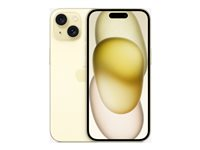 Apple iPhone 15 - 5G smartphone - dual-SIM / Internal Memory 128 GB - OLED-skärm - 6.1" - 2556 x 1179 pixlar - 2 bakre kameror 48 MP, 12 MP - front camera 12 MP - gul MTP23QN/A