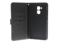Insmat Exclusive Flip Case - Vikbart fodral för mobiltelefon - genuint läder - svart - för Honor 7 Lite 650-2493