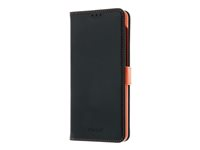 Insmat - Vikbart fodral för mobiltelefon - läder, kartong+papper+aluminiumfolie - svart, orange - för Samsung Galaxy A32 5G 650-2970