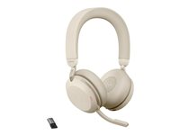 Jabra Evolve2 75 - Headset - på örat - Bluetooth - trådlös - aktiv brusradering - USB-A - ljudisolerande - beige - Optimerad för UC 27599-989-998