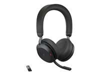 Jabra Evolve2 75 - Headset - på örat - Bluetooth - trådlös - aktiv brusradering - USB-A - ljudisolerande - svart - Certifierad för Microsoft-teams 27599-999-999