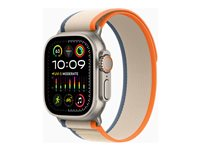 Apple Watch Ultra 2 - 49 mm - titan - smart klocka med Trail Loop - nylonväv - orange/beige - bandstorlek: S/M - 64 GB - Wi-Fi, LTE, UWB, Bluetooth - 4G - 61.4 g MRF13KS/A
