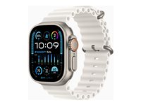 Apple Watch Ultra 2 - 49 mm - titan - smart klocka med Ocean-band - fluoroelastomer - vit - handledsstorlek: 130-200 mm - 64 GB - Wi-Fi, LTE, UWB, Bluetooth - 4G - 61.4 g MREJ3KS/A