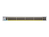 Cisco Catalyst 2960L-48PQ-LL - Switch - Administrerad - 48 x 10/100/1000 (PoE+) + 4 x 10 Gigabit SFP+ (upplänk) - skrivbordsmodell, rackmonterbar - PoE+ (370 W) WS-C2960L-48PQ-LL