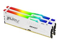 Kingston FURY Beast RGB - DDR5 - sats - 32 GB: 2 x 16 GB - DIMM 288-pin - 6000 MHz / PC5-48000 - CL30 - 1.4 V - ej buffrad - on-die ECC - vit KF560C30BWEAK2-32